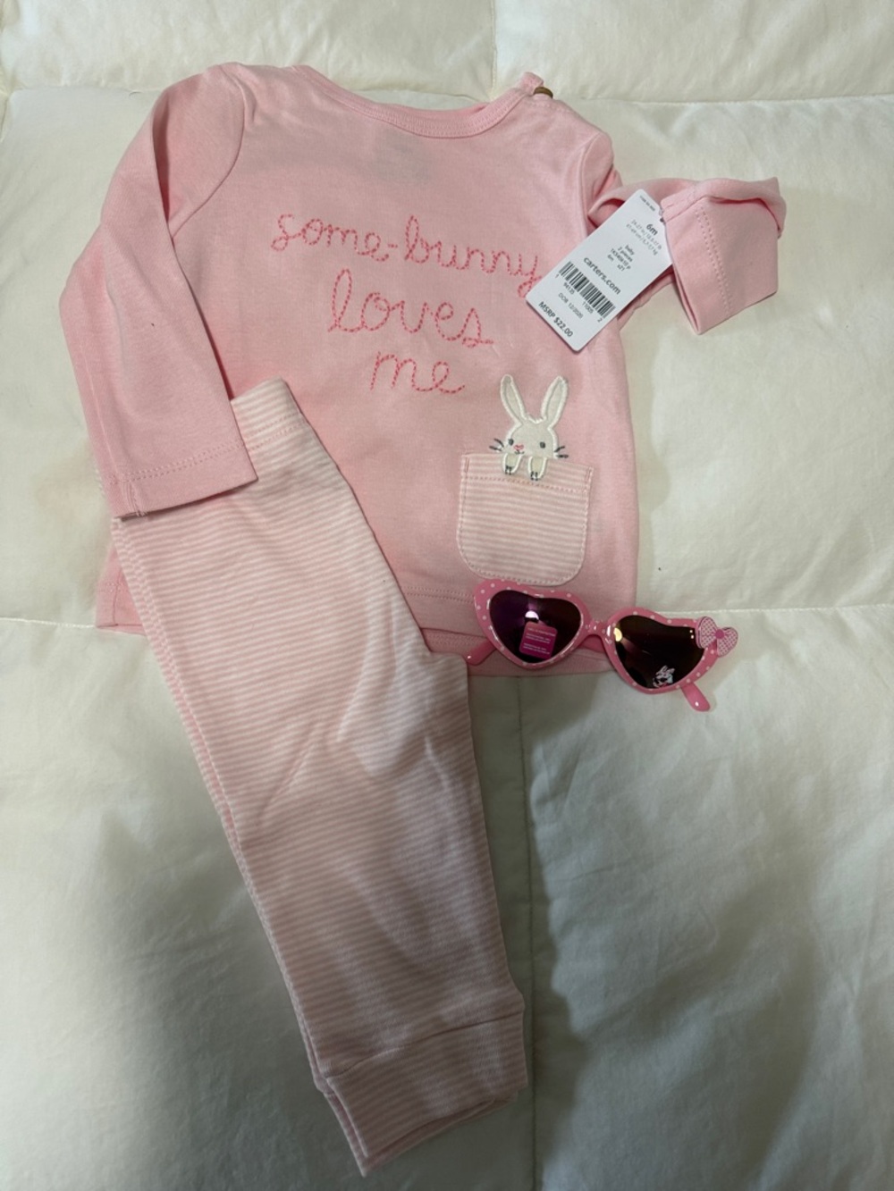 Carter's Light Pink Bunny 'Some-bunny Loves Me' PJ Set